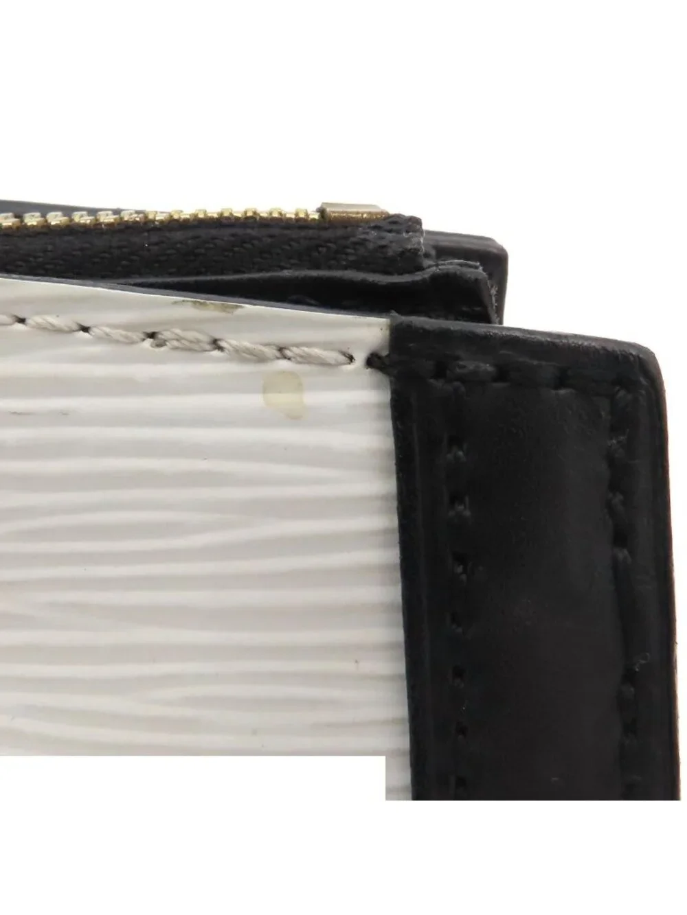 Louis Vuitton Trunk Clutch Chain Shoulder Bag White Black Epi Leather